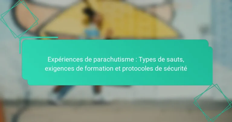 Expériences de parachutisme : Types de sauts, exigences de formation et protocoles de sécurité