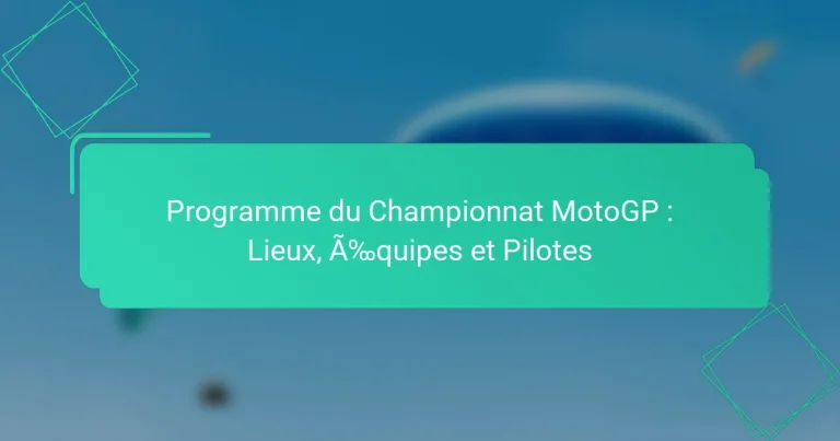 Programme du Championnat MotoGP : Lieux, Équipes et Pilotes