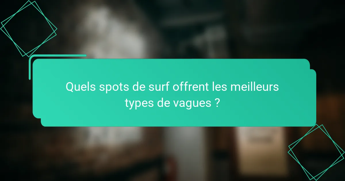 Quels spots de surf offrent les meilleurs types de vagues ?