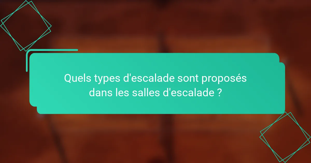 Quels types d'escalade sont proposés dans les salles d'escalade ?